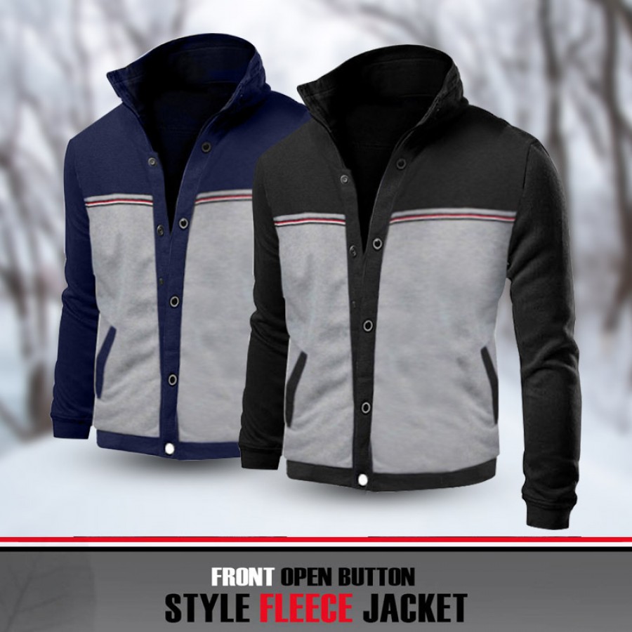 Front Open Button Style Fleece Jacket